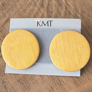 Vintage KMT Yellow Wooden Pierced Earrings